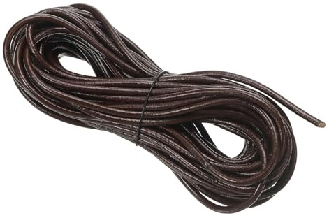 PATIKIL Cordino in Pelle Intrecciata Rotonda, 3mm Cordoncino in Pelle Piatto Piegata Corda di Cuoio per Artigianato, Creazione Gioielli, Collane, Bracciali, Marrone Scuro(10ft)