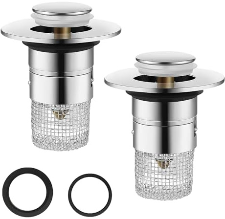 KQDRAVINE Tappo universale per lavandino con filtro per capelli, 34-40 mm, tappo di scarico per lavandino e vasca da bagno
