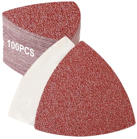 PMIQSA 100 Piezas Triángulo De Lijado Delta 93 x 93 x 93mm | Granos 100 Papel de Lija Triangular Hojas de Lija Triangulares Lijado y Pulido para lijadoras delta