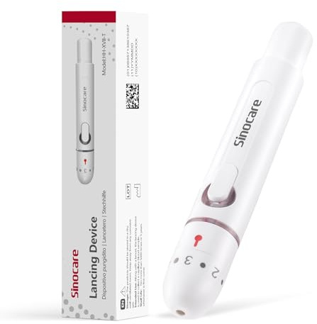 sinocare Lancing Device for Blood Sugar Testing, Slightly Painful, Easy to Use, 1-9 Level for Lancing