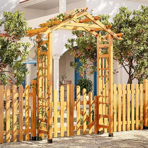 Rankgitter aus Holz für den Garten mit Tür – Pergola-Gartenlaube für Hochzeiten, Partys und Kletterpflanzen, perfekt für Rasen- und Terrassendekoration