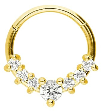 DIPZO Aro para Septum 16G, Joyería para Piercing Daith, Aro Clicker para Septum 8mm, Pendientes de Cartílago Helix Tragus en Acero Inoxidable, Dorado