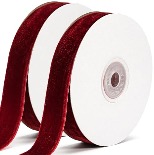 Nastro di raso rosso 20mm x 18m per fiocchi natalizi, nastro di raso per confezione regalo, decorazione natalizia, nastro decorativo e fai da te (rosso)
