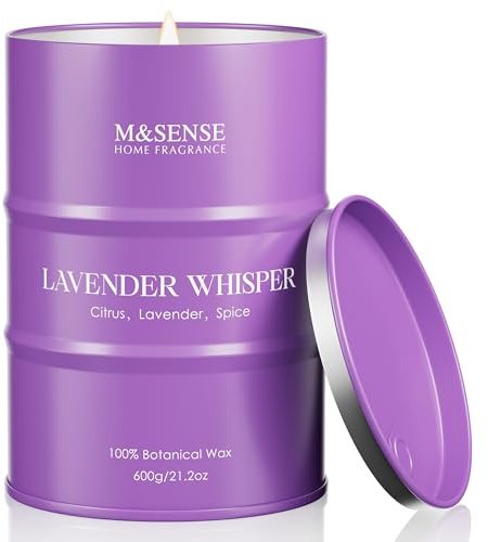 M&SENSE Lavendel sojaljus för hemmet doft 329 g 70 timmar lång brinntid, aromaterapi ljus för att minska stress meditation avkoppling, tackpresenter till mamma lärare vänner