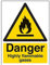 vsafety segni 69009 AN-R Fuoco e di avvertimento pericolo altamente infiammabile gas infiammabile cartello in plastica rigida, verticale, 150 mm x 200 mm, 1 mm, Nero/Giallo