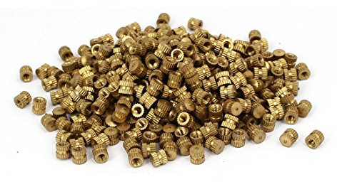 Sourcingmap M3 x 5mm 5.3mm OD Brass Threaded Insert Embedded Knurled Thumb Nut 500PCS