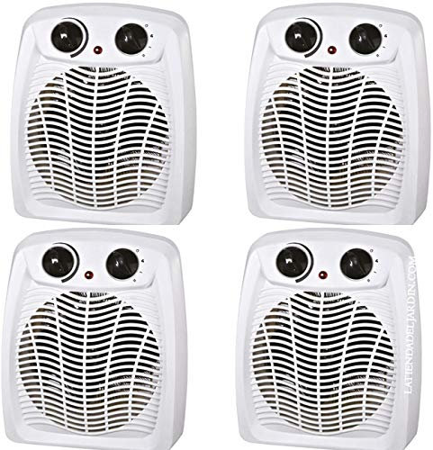 Calefactor Estufa Termoventilador portatil 1000-2000W Termostato regulable. Protección contra sobrecalentamiento. Función de aire frío. Pack 4 calefactores