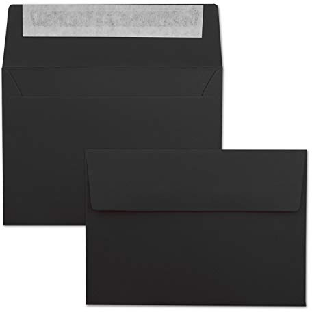 100x Briefumschläge Schwarz DIN C6 Format 11,4 x 16,2 cm - Haftklebung - Kuverts ohne Fenster - Weihnachten, Grußkarten & Einladungen - Für A6 & A4 Papier