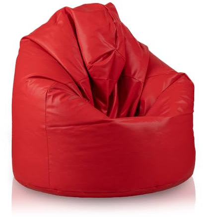 Bepouf - Pouf a Sacco Morbido in Ecopelle con Imbottitura in Palline di Polistirolo, Poltrona a Sacco Adatta per Camera e Salotto - Dimensione Media 110x70, Colore Rosso