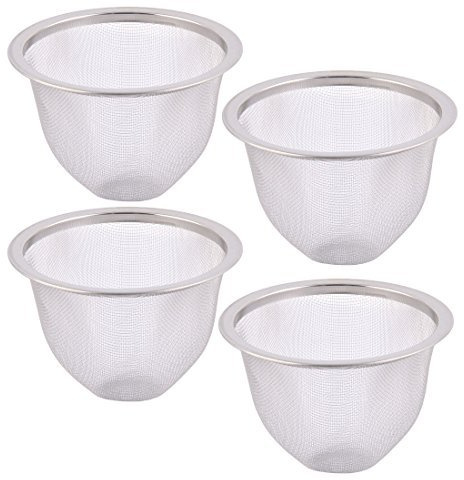 N/A en Acier Inoxydable Maille Ronde Réutilisable Feuille De Thé Épice Théière Filtre Passoire 85mm Dia 4 pcs
