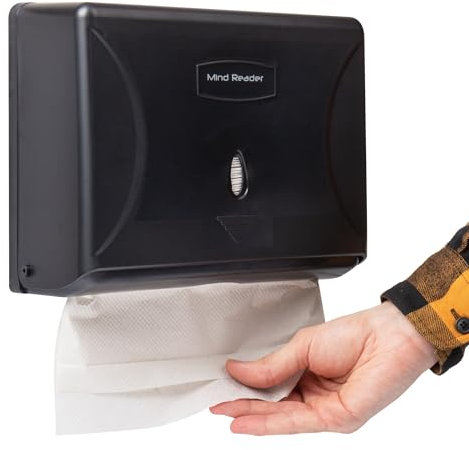 Mind Reader Distributore di asciugamani di carta multipiega, porta asciugamani di carta, bagno, montaggio a parete, nero, 3,75 x 10,5 x 14