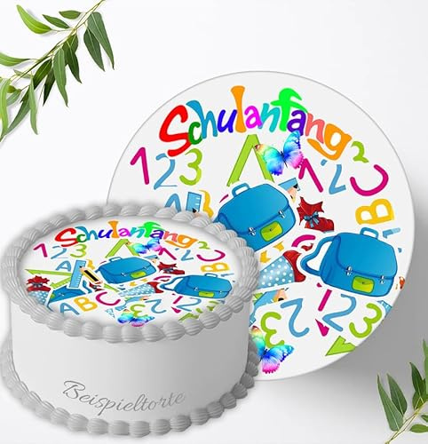 Tortenaufleger für Fototorte zum Schulanfang, Tortenbild Fondant Ø 20cm / 0202w