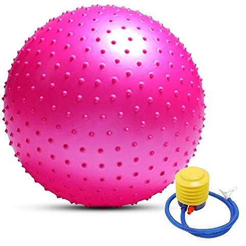 YADLCR Gymnastikball mit Massage, Anti-Burst- und Anti-Rutsch-Gymnastikball, Yoga-Ball-Balanceball für Fitness-Pilates-Yoga-Turnhalle (Color : Pink, Size : 55cm)