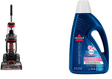 BISSELL ProHeat 2X Revolution | Upright Cleaner, Titanium/Red Berends & Wash & Refresh Febreze Carpet Shampoo | Blossom & Breeze Scent With Febreze