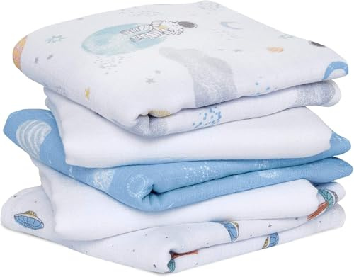 aden + anais Essentials, quadrati in mussola di cotone al 100%, panni multiuso per bambini e bambine, 60 x 60 cm, set ideale per neonati e bambini, regalo perfetto per la doccia, confezione da 5,