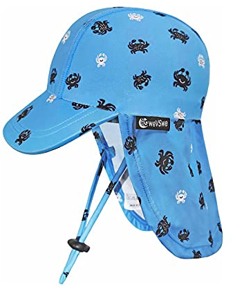 weVSwe Sombrero De Sol para Bebé UPF 50+ Gorro De Natación Solapa Protección para El Cuello Correas De Barbilla Ajustables Sombreros De Protección Solar UV