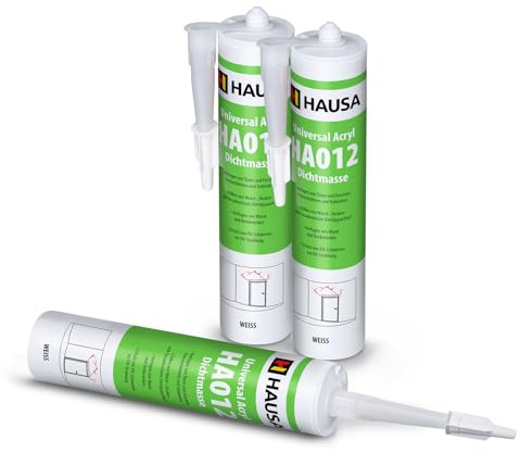 HAUSA Mastic acrylique universel HA012 peinture acrylique construction acrylique sec joint d'étanchéité 3x 310 ml blanc