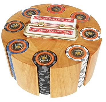 N/A Poker-Chip-Set im Karussell-Holzkoffer, 11.5 g - Festival-Party-Zubehör für Blackjack, Spielkarten, Familienspiele