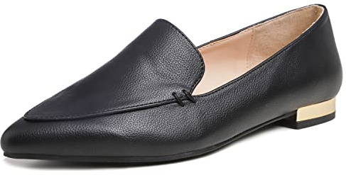 Feversole Women's Pointed Pumps, de Mujer I Flats Pisos de Mujer I Pisos Puntiagudos I Zapatos sin Cordones Bailarinas Tacones Negro 40 EU