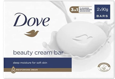 Dove Original Beauty Bar Soap with ¼ moisturising cream for softer, smoother, healthier-looking skin 2x 90 g
