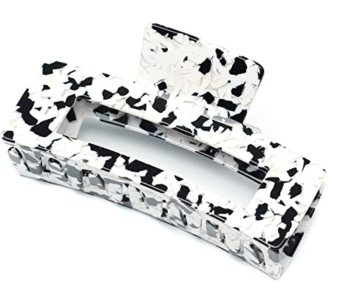 QinGoo Riesen Acetat Haarklammer Groß Klauen Haarspange Schöne Damen Haarschmuck Elegant Haar Accessoire 1stück, 13cm, Schwarz Weiß