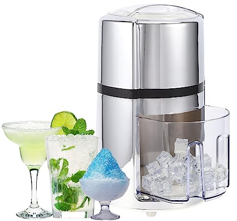 Manual Ice Crusher, Ice Crusher with Stainless Steel Rotary Blade, Hand Crank Ice Crusher Portable Cocktails Ice Cube Crushed Shaved Ice Crusher