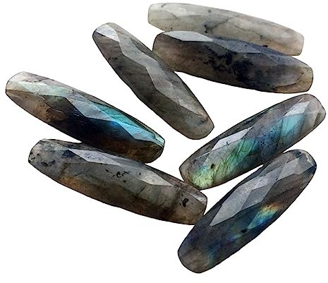 Gems For Jewels Bâtons de Labradorite de 28 mm pour femme, bâton à facettes des deux côtés de Labradorite, bâton de feu de mélange de Labradorite 1Pc pour bijoux - KS83