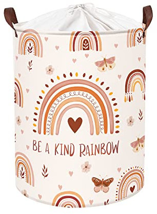 Clastyle Regenbogen Kinder Wäschekorb mit Henkel Faltbar Kleidung Spielzeug Aufbewahrungskorb Mädchen Aufbewahrungsbox für Babyzimmer Bad, Schmetterling, 40 * 50 cm