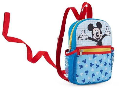 Disney Geschirr-Rucksack mit abnehmbarem Haltegurt – Sicherheitsrucksack für Reisen und Kleinkinder, Anti-Verlust-Mini-Rucksack für Kinder – Kinder-Baby-Geschirr-Rucksack für Jungen und Mädchen