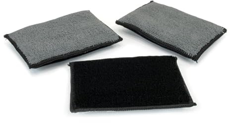 GLSOWEE 3PCS 5×3 Car Interior Scrubbing Sponges, Microfiber Car Wash Sponges, Auto Detailing Scrub Pads, Interior Cleaning Sponges for Car Leather, Plastic, Vinyl, Upholstery (Gray Black)