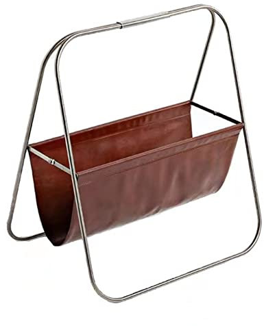 Nachukan Eleganter Zeitungsständer aus Edelstahl und Leder, stabil, stark tragend, bodenstehend, Buchzeitungshalter, Wohnzimmer, Schlafzimmer, Arbeitszimmer, Balkon