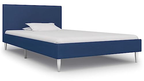THOYTOUI Bettgestell, Bettrahmen Seniorenbett Bettsystem Tagesbett Geeignet für Mehrbettzimmer Hotel Gästezimmer Wohnung Blau Stoff 90x200 cm