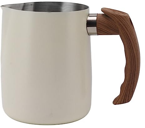 NDNCZDHC Milk Frothing Cup with Inner Scale, 304 Stainless Steel Milk Frothing Pitcher with Handle, Latte Art Cup with Pointed Spout (600ml)