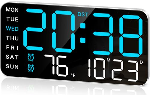 MASHI 8.4 Digital Clock, Desk Alarm Clock with Big Digits, 5-Level Dimming