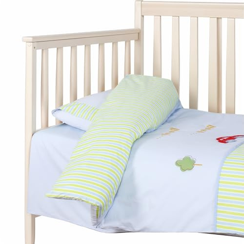 Baby Crib Bedding Set 2-Piece – 100% Cotton Poplin Toddler Crib Duvet Cover Set (40x48) with Embroidered Pillowcase (12x18), Soft & Breathable Baby Quilt Cover, Infant Bed Linen, Machine Washable