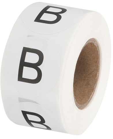 PATIKIL Etichette Inventario Lettera B, Adesivi Lettere Maiuscole 1 Adesivi Autoadesivi Tondi Cerchio per Codifica (1 Rotolo/Totale 500Pz) per Ufficio