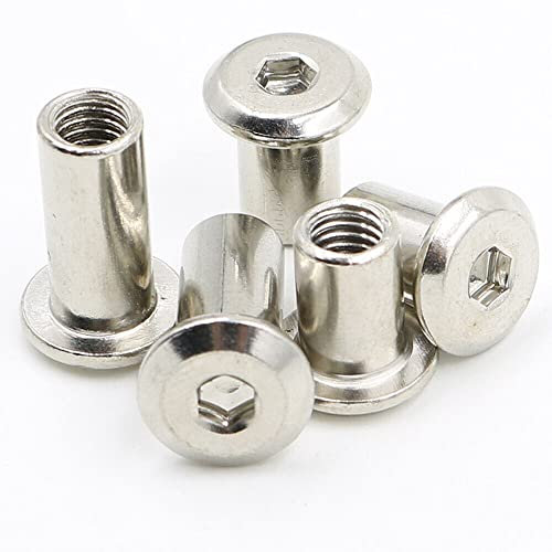 NUZBCPETR Vernickelte Niethutmuttern mit Innensechskant for Möbelverbinder(M10 x 22mm)
