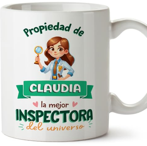 MUGFFINS Tazas Personalizadas para INSPECTORA mujer - En Español - Propiedad de - 11 oz / 330 ml - Regalo Personalizable original y divertido