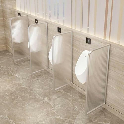 Urinal mit Edelstahlrahmen und gehärteter Glasscheibe für Männer, Toilettenteiler (Silber)