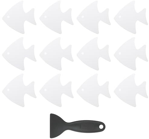PATIKIL 12 Pcs Non Slip Bathtub Stickers, Anti Slip Shower Stickers with Scraper Bathroom Shower Floor Decals Fish Shape Cute Treads Tubs, Transparent