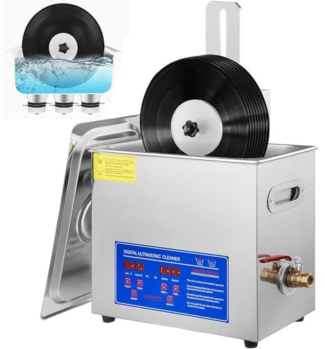 6L Portable Ultrasonic Cleaner - Digital Timer and Heater, Ultrasonic Vinyl Record Cleaner, Adjustable Temperature/304 Stainless Steel, for Jewelry Watch Retainer