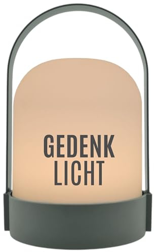 WB wohn trends LED-Laterne, Gedenk-Licht, 22x14cm Batterie LED-Licht Kunststoff Lampe mit Text Spruch