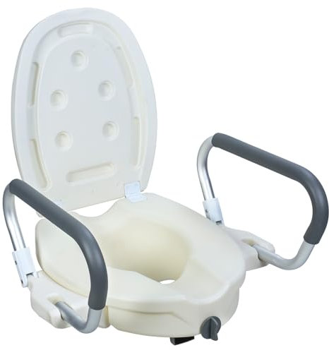 Erhöhter Toilettensitz mit Griff, ergonomische Toilettenerhöhung für Erwachsene, ältere Menschen, Schwangere, Behinderte, weicher erhöhter Toilettensitz für Standard-Toiletten, einfache Installation