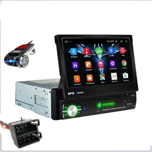 ZAPYVET Android 9.0 Car Radio Retractable GPS Wifi Autoradio 1 Din 7'' Touch Screen Car Multimedia MP5 Player Support Camera NO DVD Car Multimedia Player(1G-16G DVR)
