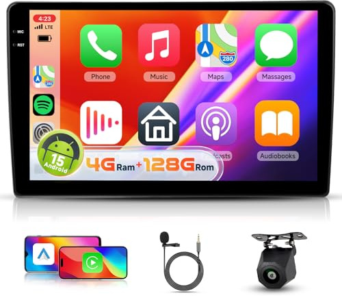 【4+128G】Hodozzy Carplay bilradio för Citroen C5 2008–2017 Android bilradio med navigering, 10 tums in-Cell skärm med Android Auto/Mirror Link/WiFi/GPS/RDS/FM/Bluetooth/USB