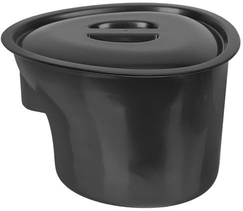 UPKOCH Pot de Chambre en Plastique Noir 5 L avec Couvercle Étanche Seau à Urine pour Personnes Âgées et Patients Urinoir Portable pour Usage à Domicile Hôpital et Chambre