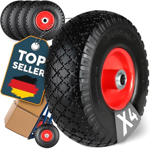 FROSAL Ersatzrad 260×80 mm – 4 Stück – pannensicheres PU-Rad mit Stahlfelge – zentrische Nabe Ø20×75 mm – für Bollerwagen, Sackkarre & Transportkarre – wartungsfrei & langlebig
