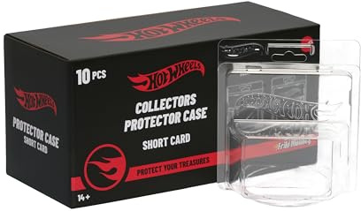 Hot Wheels Protège-cartes courtes, blister transparent, exposant voitures échelle 1:64, pack de 10 unités, produit officiel Mattel