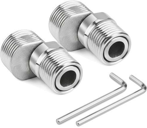 Bamyli 2PCS Faucet Adapter, 360 Degree Adjustable Stainless Steel Tap Adapter, Swivel Joint for Kitchen Bathroom Plumbing
