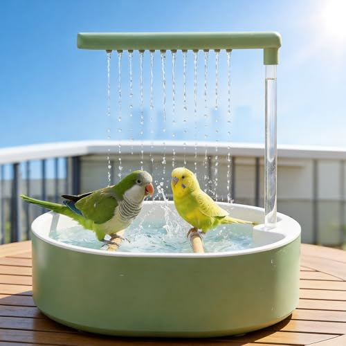 AHYDFSR Bain d'oiseaux, Douche pour Perroquets, Douche d'oiseaux, Douche pour Perroquet, Bain d'oiseaux Automatique avec Eau en Circulation, pour Perruches, Munias Africains et Aras